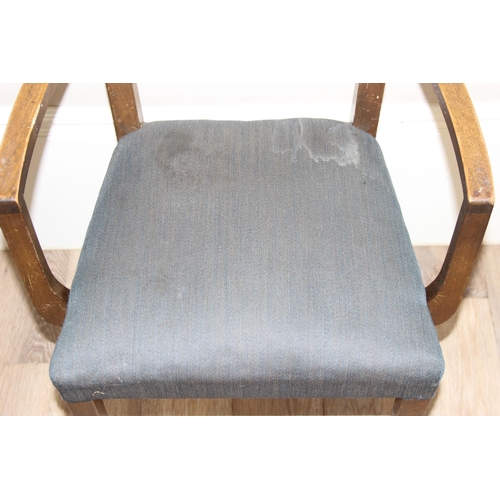 151 - A set of 6 mid-century retro armchairs with denim style upholstery, each approx 52cm wide x 82cm tal... 