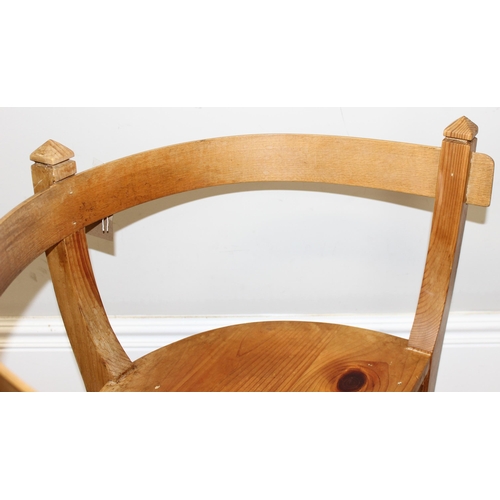 179 - An unusual Scandinavian style bentwood pine chair or stool, unmarked, approx 57cm wide x 40cm x 71cm... 