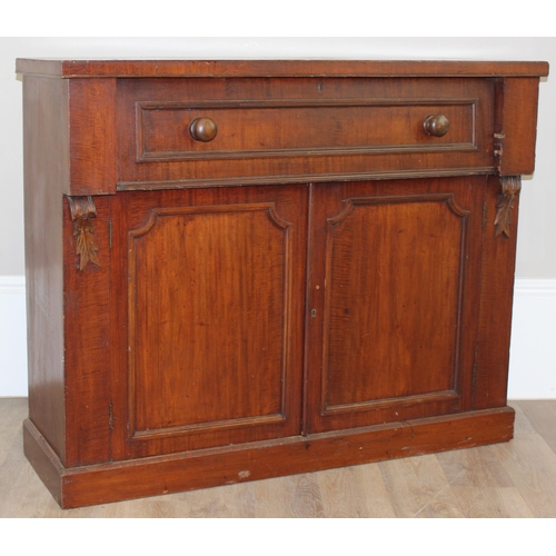 68 - A Victorian mahogany secretaire sideboard, with fitted pull out draw and leather writing top, approx... 