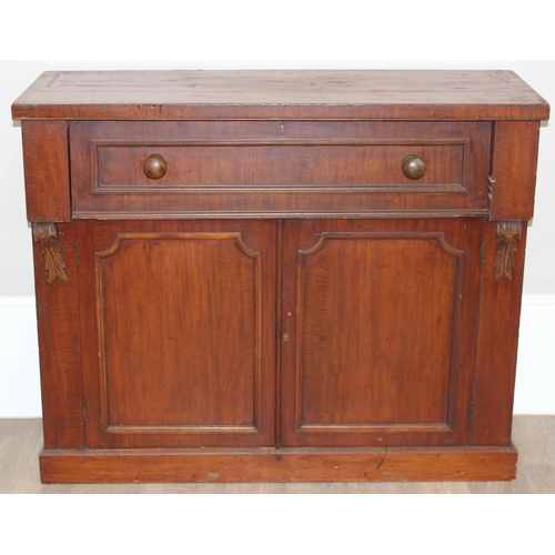 68 - A Victorian mahogany secretaire sideboard, with fitted pull out draw and leather writing top, approx... 