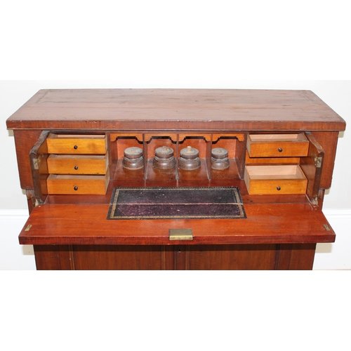 68 - A Victorian mahogany secretaire sideboard, with fitted pull out draw and leather writing top, approx... 