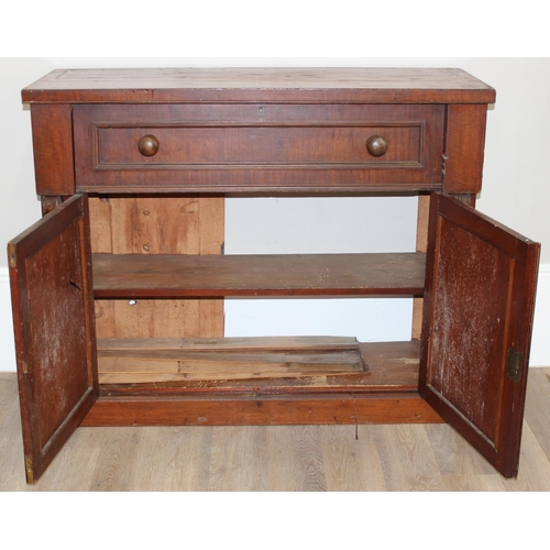 68 - A Victorian mahogany secretaire sideboard, with fitted pull out draw and leather writing top, approx... 