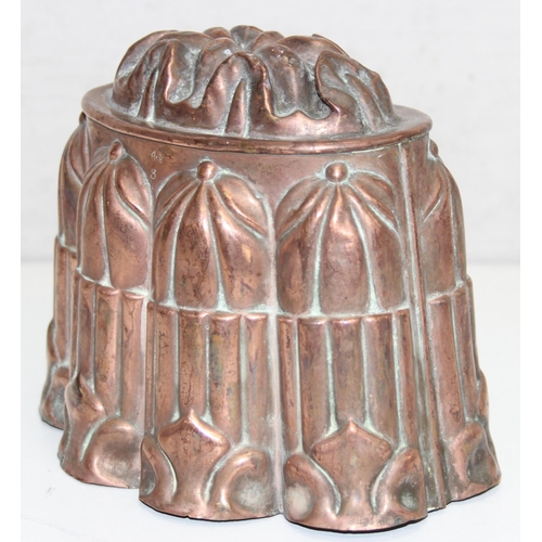 1438 - Antique copper jelly mould, approx 17cm W x 13cm H