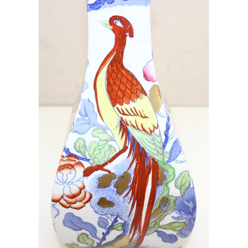 1441 - Vintage Masons Ironstone polychrome Chinese style lidded-vase decorated with a peacock, approx 35cm ... 