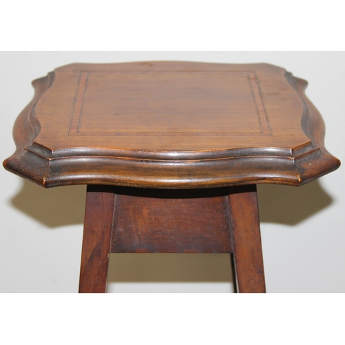 144 - An Edwardian mahogany jardiniere stand with inlaid stringing, approx 26cm square x 94cm tall