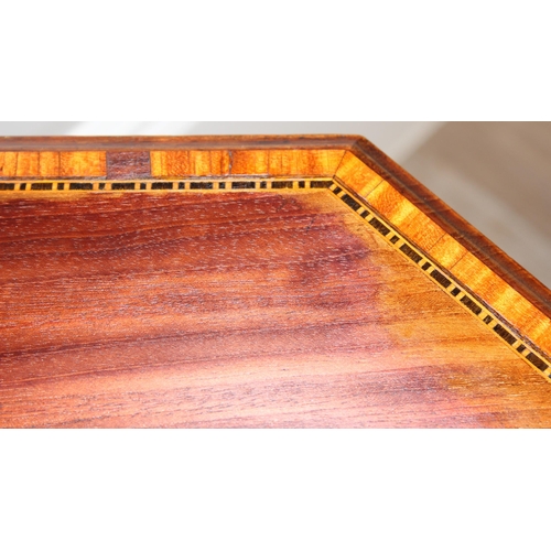 174 - An Edwardian octagonal topped side table with satinwood inlay, approx 61cm in diameter x 71cm tall