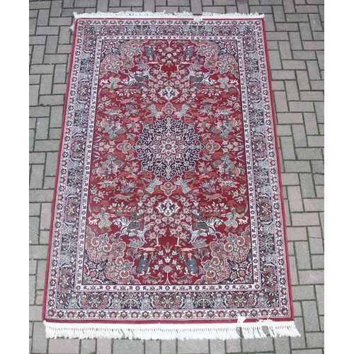 210 - A vintage red ground Turkish Hali made Shiraz designed rug with hand finished details, fine quality,... 