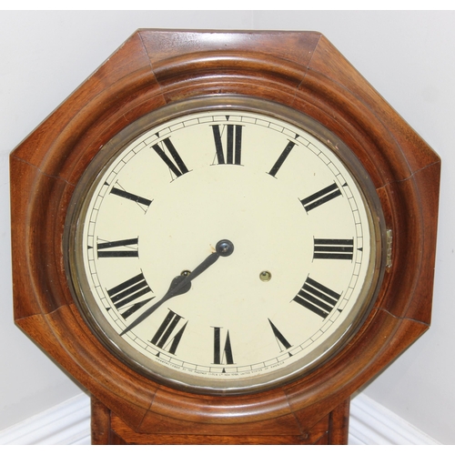 1329 - Vintage mahogany wall clock with Roman numeral clock face by The Ansonia Clock Co, New York, approx ... 