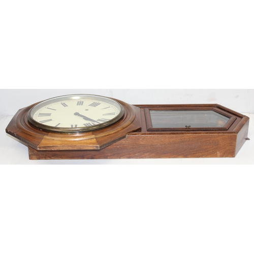 1329 - Vintage mahogany wall clock with Roman numeral clock face by The Ansonia Clock Co, New York, approx ... 