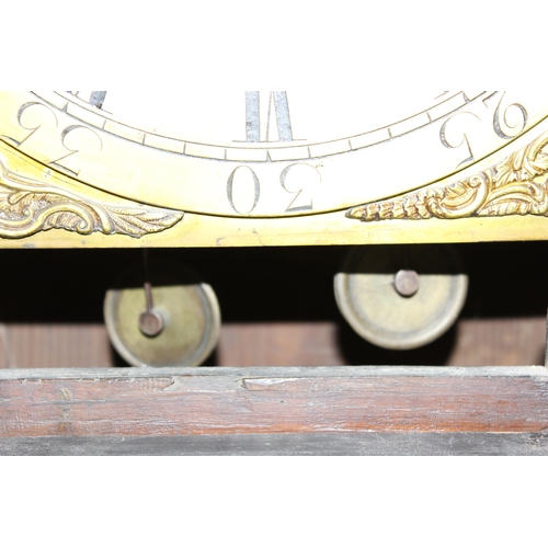 1330 - George III period oak-cased Grandfather or longcase clock with brass clock-face and brass spandrels,... 