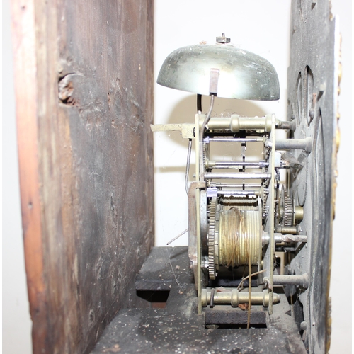 1330 - George III period oak-cased Grandfather or longcase clock with brass clock-face and brass spandrels,... 