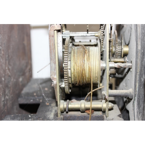 1330 - George III period oak-cased Grandfather or longcase clock with brass clock-face and brass spandrels,... 