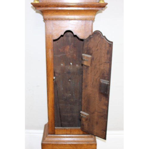 1330 - George III period oak-cased Grandfather or longcase clock with brass clock-face and brass spandrels,... 