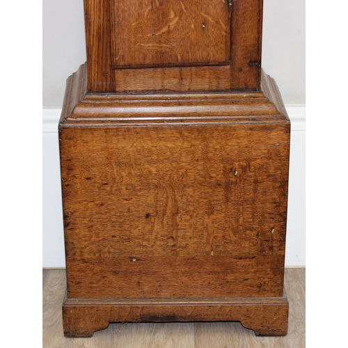 1330 - George III period oak-cased Grandfather or longcase clock with brass clock-face and brass spandrels,... 