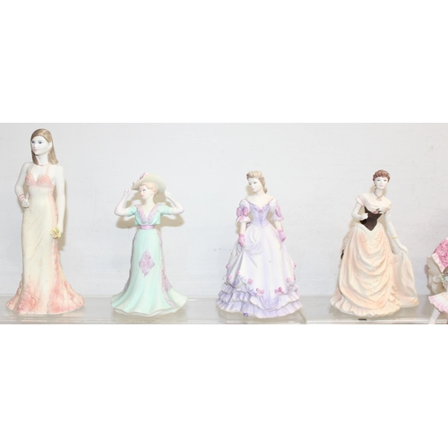 1453 - Qty of vintage hand-decorated porcelain 'Beau Monde' Coalport lady figurines, tallest approx 17cm (2... 