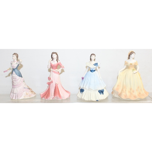 1453 - Qty of vintage hand-decorated porcelain 'Beau Monde' Coalport lady figurines, tallest approx 17cm (2... 