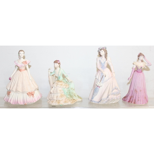 1453 - Qty of vintage hand-decorated porcelain 'Beau Monde' Coalport lady figurines, tallest approx 17cm (2... 