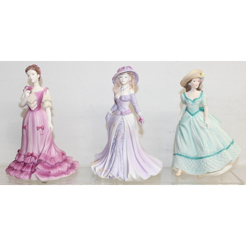 1453 - Qty of vintage hand-decorated porcelain 'Beau Monde' Coalport lady figurines, tallest approx 17cm (2... 