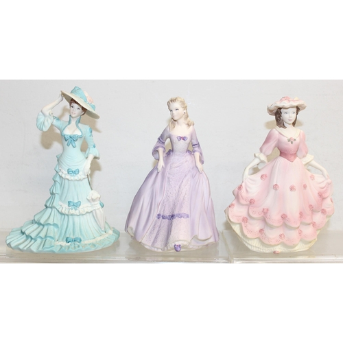 1453 - Qty of vintage hand-decorated porcelain 'Beau Monde' Coalport lady figurines, tallest approx 17cm (2... 