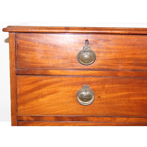 21 - A Georgian mahogany 2 over 3 chest of drawers with brass embossed ring handles and bracket feet, app... 