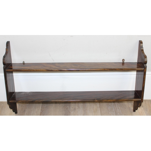 154 - A set of early 20th century mahogany wall-mountable shelves, approx 122cm x 20cm x 73cm