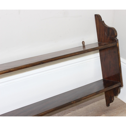 154 - A set of early 20th century mahogany wall-mountable shelves, approx 122cm x 20cm x 73cm