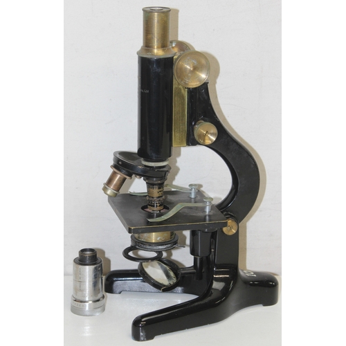 744 - Vintage W. Watson and Sons 'KIMA' microscope in wooden case and a vintage Prior of London 11188 micr... 