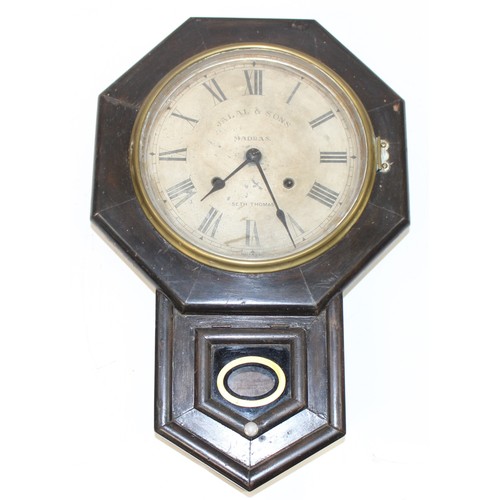 1333 - Vintage Art Deco style mechanical dome-topped wooden cased mantel clock with inlaid details, missing... 