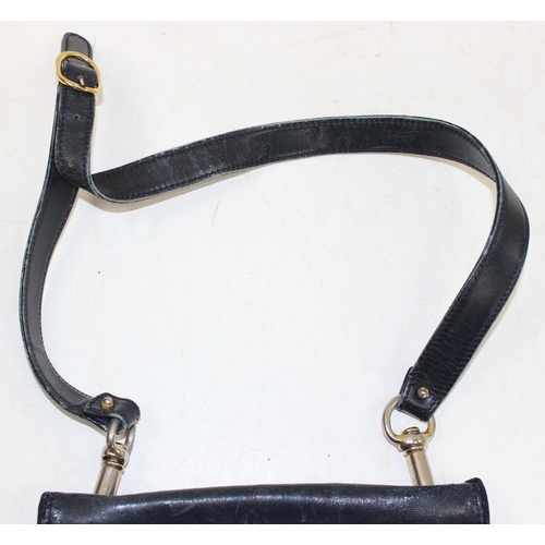 212 - Vintage (c.1970s) Gucci Blondie leather handbag with shoulder-strap in navy blue with gold plated do... 