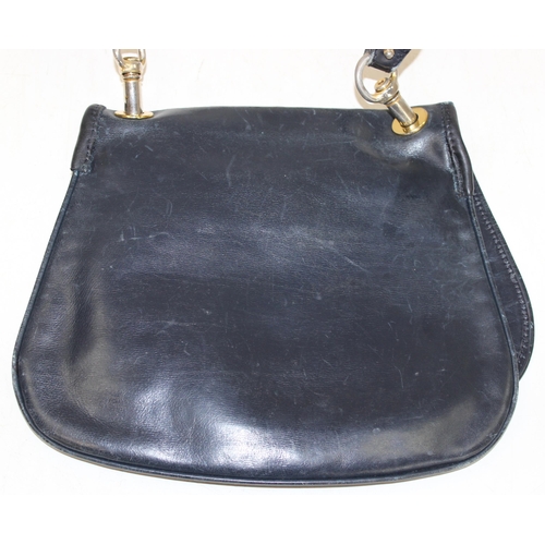 212 - Vintage (c.1970s) Gucci Blondie leather handbag with shoulder-strap in navy blue with gold plated do... 