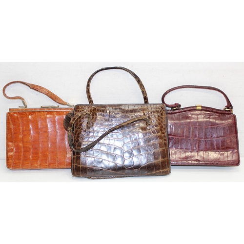 218 - Mix of vintage ladies' crocodile skin, and leather effect handbags, to incl Fassbender, Pedro Mayorg... 