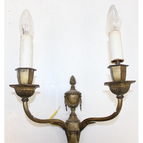 263 - Pair of early 20th century classical style brass wall sconces, approx 51cm (incl bulbs)