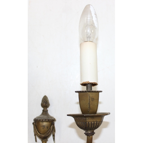 263 - Pair of early 20th century classical style brass wall sconces, approx 51cm (incl bulbs)