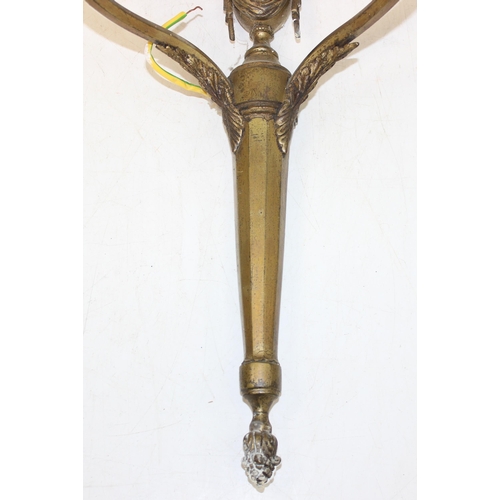 263 - Pair of early 20th century classical style brass wall sconces, approx 51cm (incl bulbs)