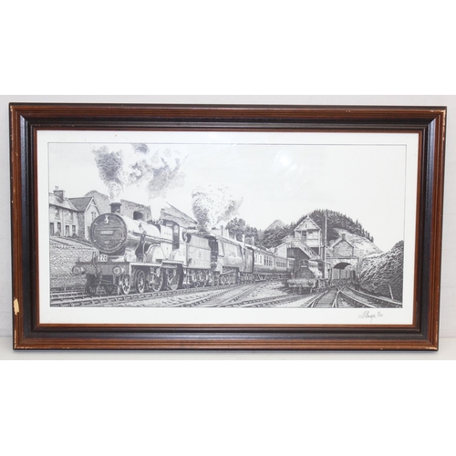 419 - Qty of train themed pictures and prints to incl an original oil painting 'The Ambulance Train' by R.... 