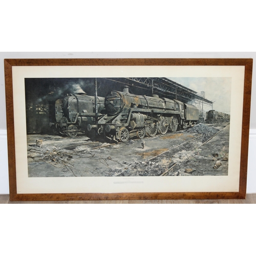 419 - Qty of train themed pictures and prints to incl an original oil painting 'The Ambulance Train' by R.... 