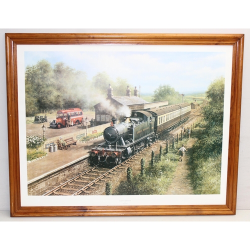 419 - Qty of train themed pictures and prints to incl an original oil painting 'The Ambulance Train' by R.... 