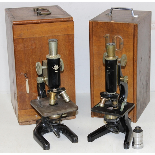 744 - Vintage W. Watson and Sons 'KIMA' microscope in wooden case and a vintage Prior of London 11188 micr... 