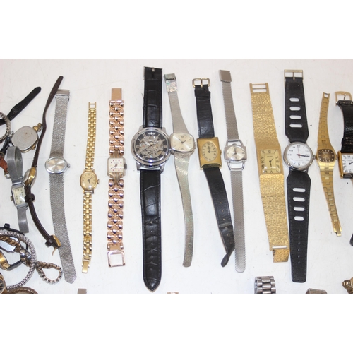 1326 - Large qty of assorted vintage and later watches all with mechanical movements, some with gold plated... 