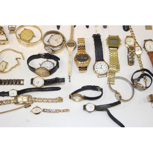 1327 - A huge qty of assorted vintage and later watches, all with gold plated straps or cases, to inc examp... 