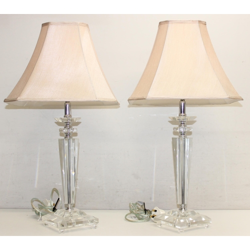 267 - Pair of modern acrylic table lamps with shades, approx 70cm tall