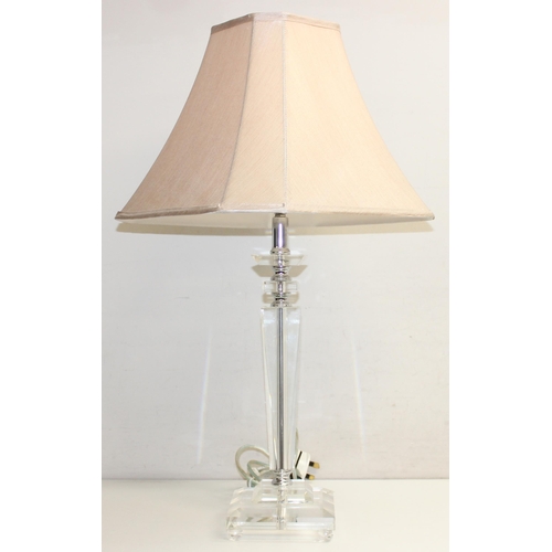 267 - Pair of modern acrylic table lamps with shades, approx 70cm tall