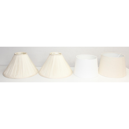 268 - 4 lamp shades to include a pair of pleated silk lamp shades, approx 42cm diameter x 25cm high