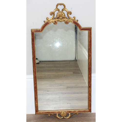 430 - Gilt framed Recency style wall mirror with scalloped swag, approx size 93cm x 46cm