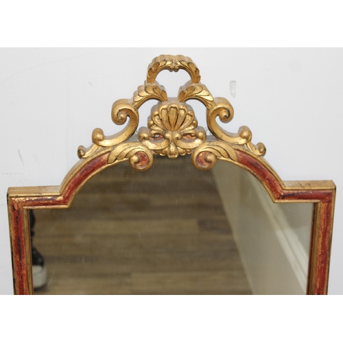 430 - Gilt framed Recency style wall mirror with scalloped swag, approx size 93cm x 46cm