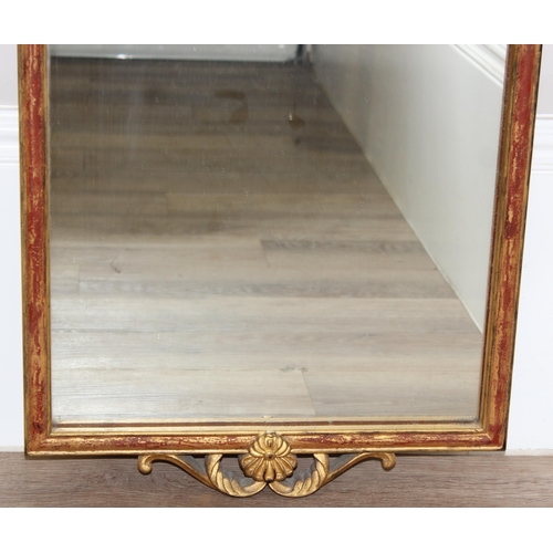 430 - Gilt framed Recency style wall mirror with scalloped swag, approx size 93cm x 46cm