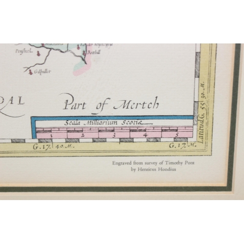 434 - An antique framed map of 
Staffordshire by Robert Morden and a further reproduction map of Lothian, ... 