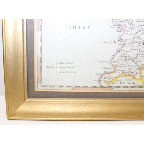 434 - An antique framed map of 
Staffordshire by Robert Morden and a further reproduction map of Lothian, ... 