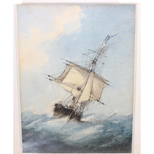 442 - H Webb (XIX-XX), a pair of antique marinescape watercolours of ships at sail battling heavy seas, ap... 