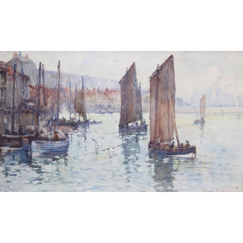 444 - Frank Rousse (British fl.1897-1917), titled Whitby harbour, watercolour signed lower right and title... 